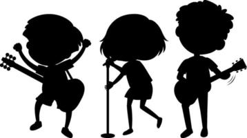 Set of kids silhouette cartoon character
