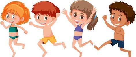 Set of different kids cartoon character in summer theme vector