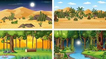 Four different nature horizontal scenes vector