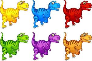 Set of Raptorex dinosaur cartoon character vector