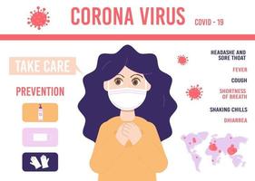 Corona virus 2019 symptoms and prevention infographic. Covid-19 cases around the world. vector