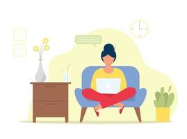 Freelance character working at home vector