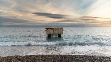 Sunset on the Bay of Angels in Nice, France photo