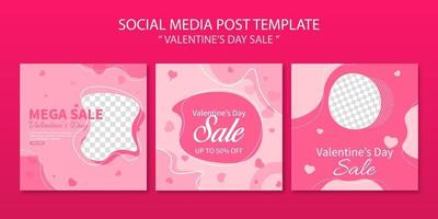 Set of valentine's day sale banner with abstract background for social media post template or web banner advertising design vector