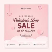 Creative Valentine's day sale banner concept for social media post template. web banner promotion design vector