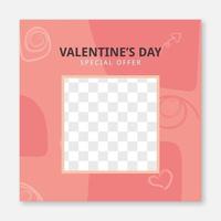 Abstact special offer Valentine's day sale social media post template with frame. web banner promotion design vector