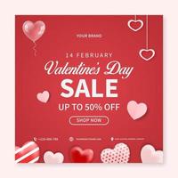 Creative Valentine's day sale banner concept. social media post template. web banner promotion design vector
