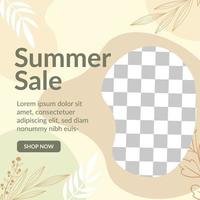 Modern abstract summer sale banner for social media post template design in sweet color floral style, good for your online promotion vector