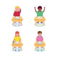 A Group of Children Doing School Work vector