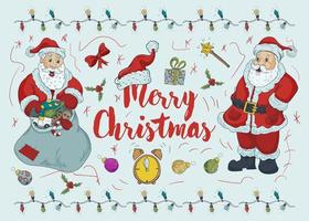 New year Christmas outline color illustration for decoration design