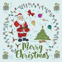 New year Christmas contour color illustration vector