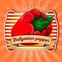 Label illustration of sweet bell pepper lying on its side vector