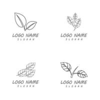 vector de iconos de línea de hoja deja diseño de logotipo