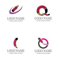 lápiz, logotipo, plantilla, vector, símbolo, diseño vector