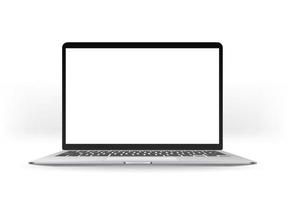 Modern laptop with empty screen isolated on white background. Mock up for a design vector