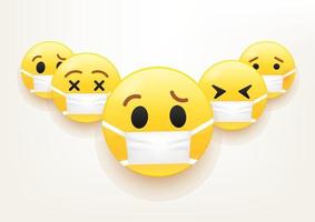 Flu epidemic vector concept. Group of emoji with mask