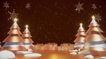 Christmas Trees on a Gold Background Animation Loop video