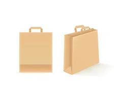 Empty paper shopping bags isolated on white. Vector mockup