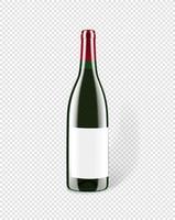 White wine in a glass bottle isolated. Mockup for design vector