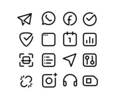 Social media thin line vector icons set on white background