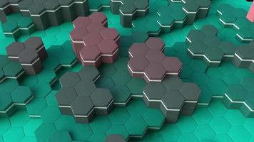 Green and Red Hexagon Background 3D