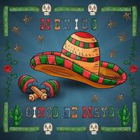 diseño de ilustración sobre el tema mexicano de la celebración del cinco de mayo vector
