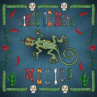 diseño de ilustración del tema mexicano de la celebración del cinco de mayo vector
