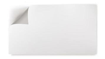 Bending white blank paper left top corner. Horizontal vector template for a text