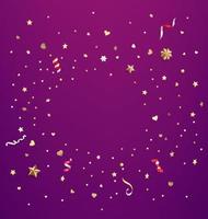 Confetti of stars and hearts. Vector card with copy space template