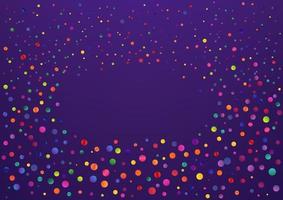 Colorful circle confetti on violet background. Abstract vector background