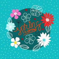 Spring time good time vector concept with calligraphic inscription