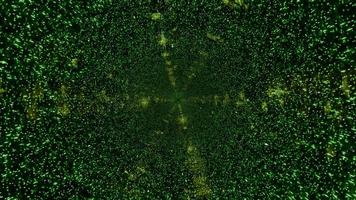 3d illustration of green glowing particles forming tunnel photo