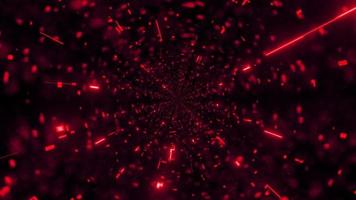 Glowing 3d illustration of red beams forming dark tunnel photo