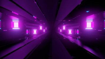 Ilustración 3d de bloques violetas y luces sobre fondo negro foto