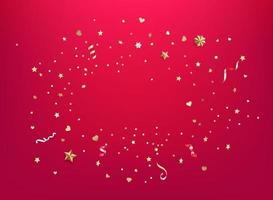 Confetti of stars and hearts. Vector card with copy space template