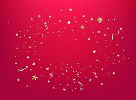 Confetti of stars and hearts. Vector card with copy space template