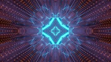 Abstract futuristic tunnel with neon light reflections 3d illustration photo