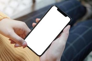 Person using smartphone mock-up photo