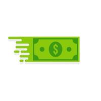 Bank note Dollar bill flying from sender to receiver. Money vector icon.