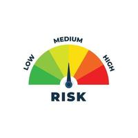 Risk icon on speedometer. Medium risk meter isolated on white background. vector