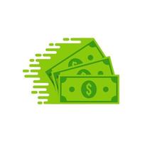 Bank note Dollar bill flying from sender to receiver. Money vector icon.