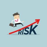 Businessman walking on grow up stock market graph above the word Risk. vector