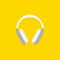 Wireless headphones on yellow background. vector