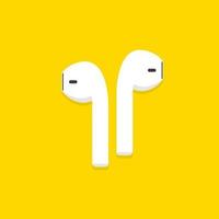 Wireless headphones on yellow background. vector