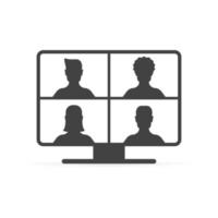 Video conference icon. People on computer screen. vector