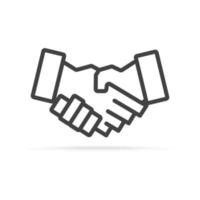 Businessman handshake icon. Handshake friendship, partnership, outline stroke symbol. vector