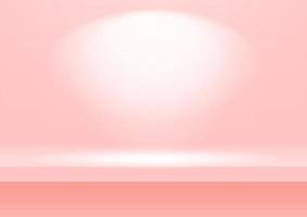 Realistic pink shelf on the studio wall. Empty studio pink background for product display with copy space. vector