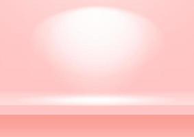 Realistic pink shelf on the studio wall. Empty studio pink background for product display with copy space. vector