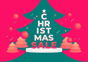 Christmas sale on Christmas tree background banner template. vector