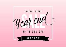 Year end sale poster or flyer design. End of year sale on pink background. vector